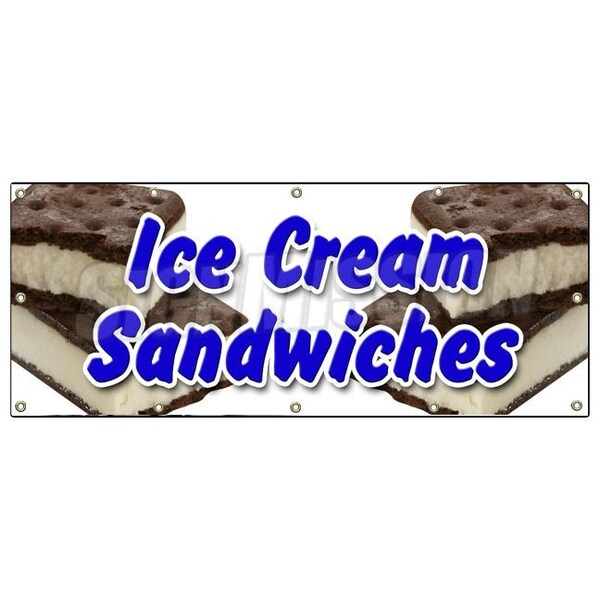 Signmission Ice Cream Sandwiches Banner Heavy Duty 13 Oz Vinyl with Grommets B-120 Ice Cream Sandwiches - main
